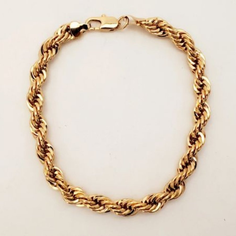 Goldfathers Jewelry.  24K Gold Layered 6mm 8" French Rope Bracelet.  UNISEX.